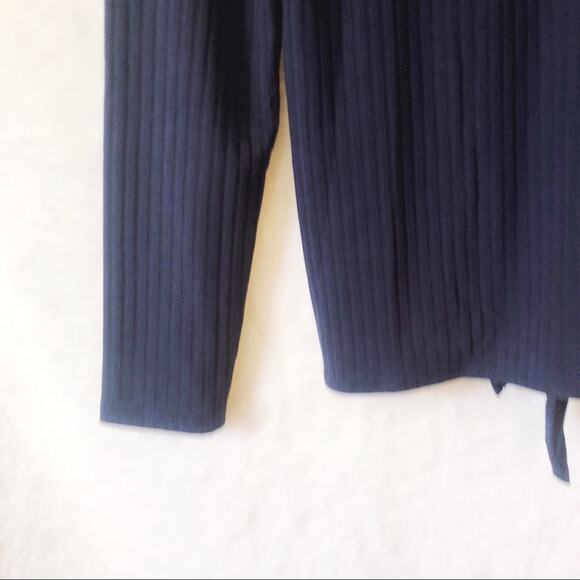 LOFT Blue Button Tie Hem Long Sleeve Shirt - Picture 2 of 12